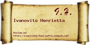 Ivanovits Henrietta névjegykártya